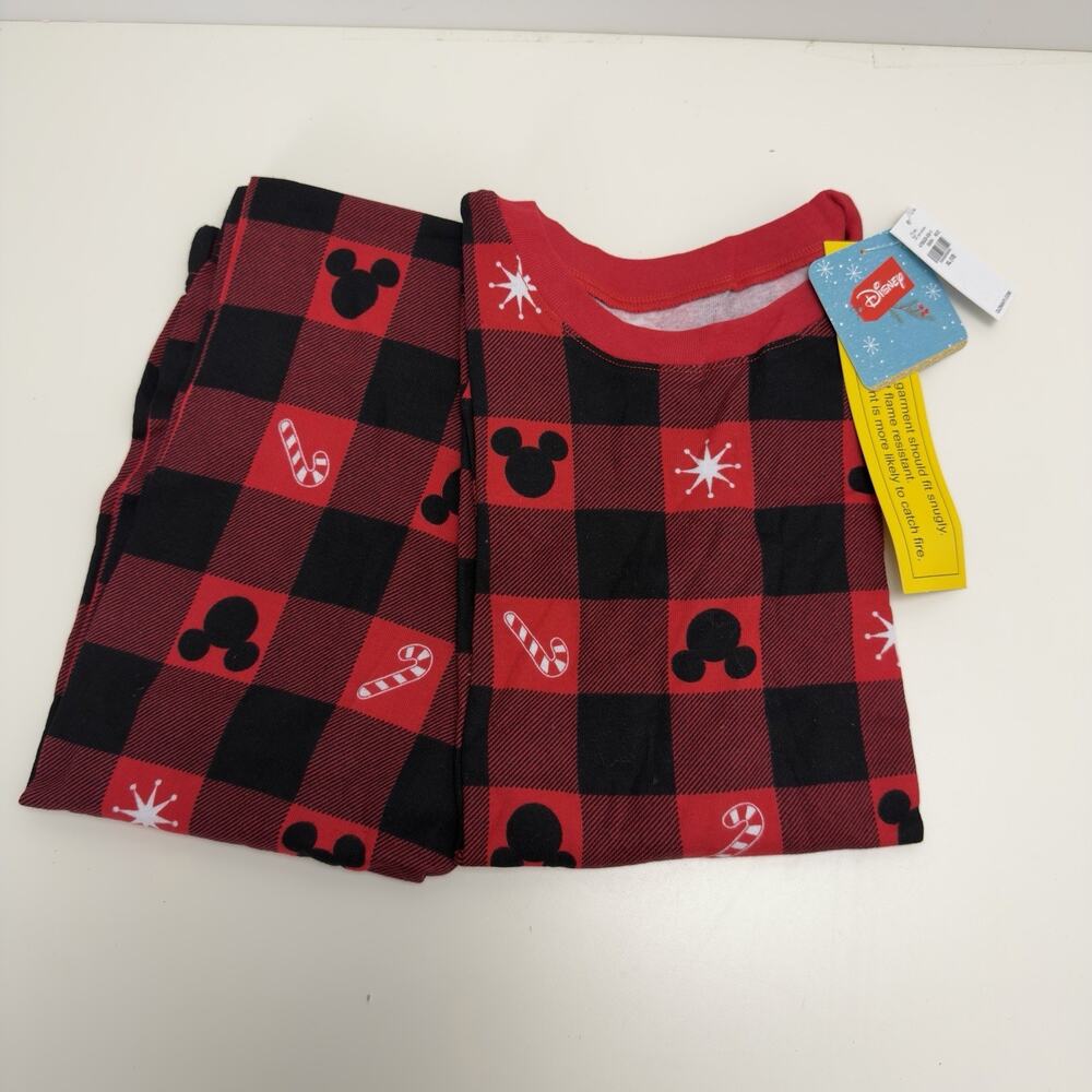 NWT Disney Old Navy Two Piece Mickey & Minnie Plaid PJS Pajama Set Size 12